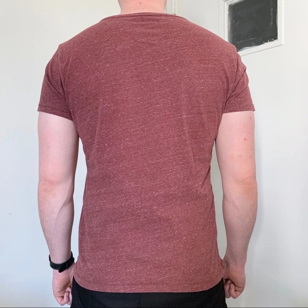 J.Crew Broken-In Pocket T-shirt Red Melange Slim Casual Summer Classic Preppy
